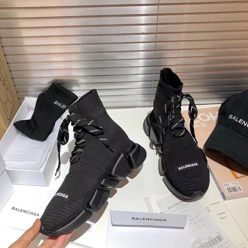 Balenciaga Speed 2.0 Lace-Up Trainers in black recycled knit
