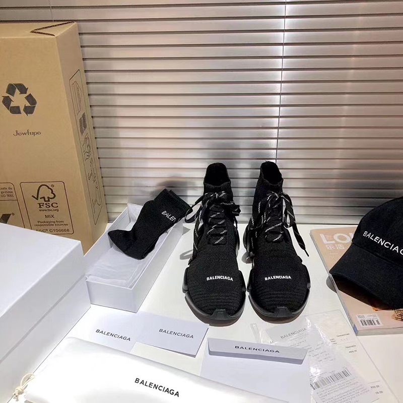 Balenciaga Speed 2.0 Lace-Up Trainers in black recycled knit
