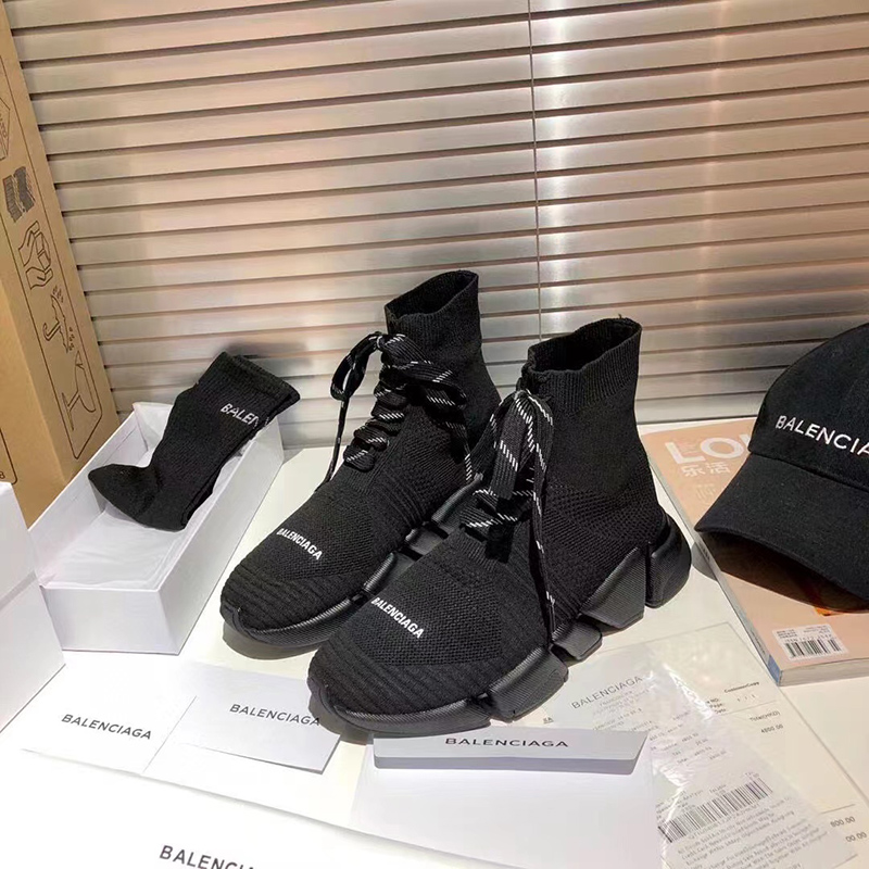 Balenciaga Speed 2.0 Lace-Up Trainers in black recycled knit