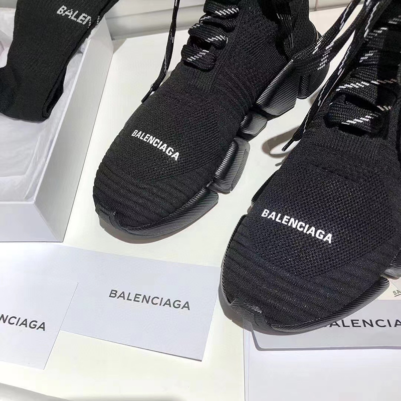 Balenciaga Speed 2.0 Lace-Up Trainers in black recycled knit