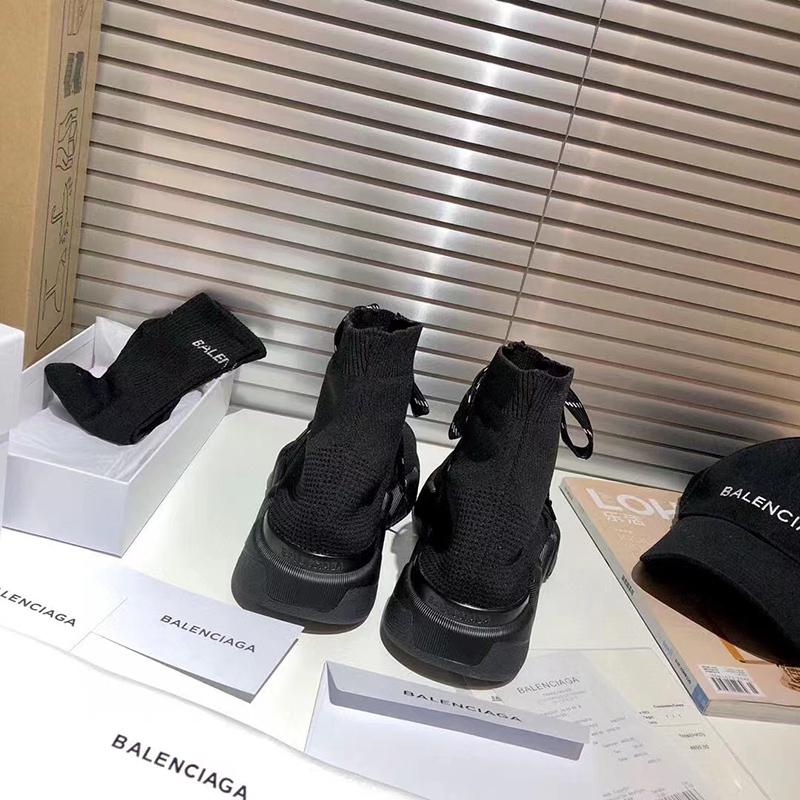 Balenciaga Speed 2.0 Lace-Up Trainers in black recycled knit