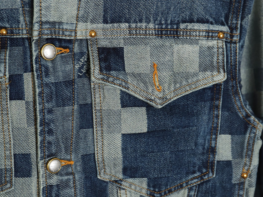 Louis Vuitton 24SS mosaic checkerboard denim jacket