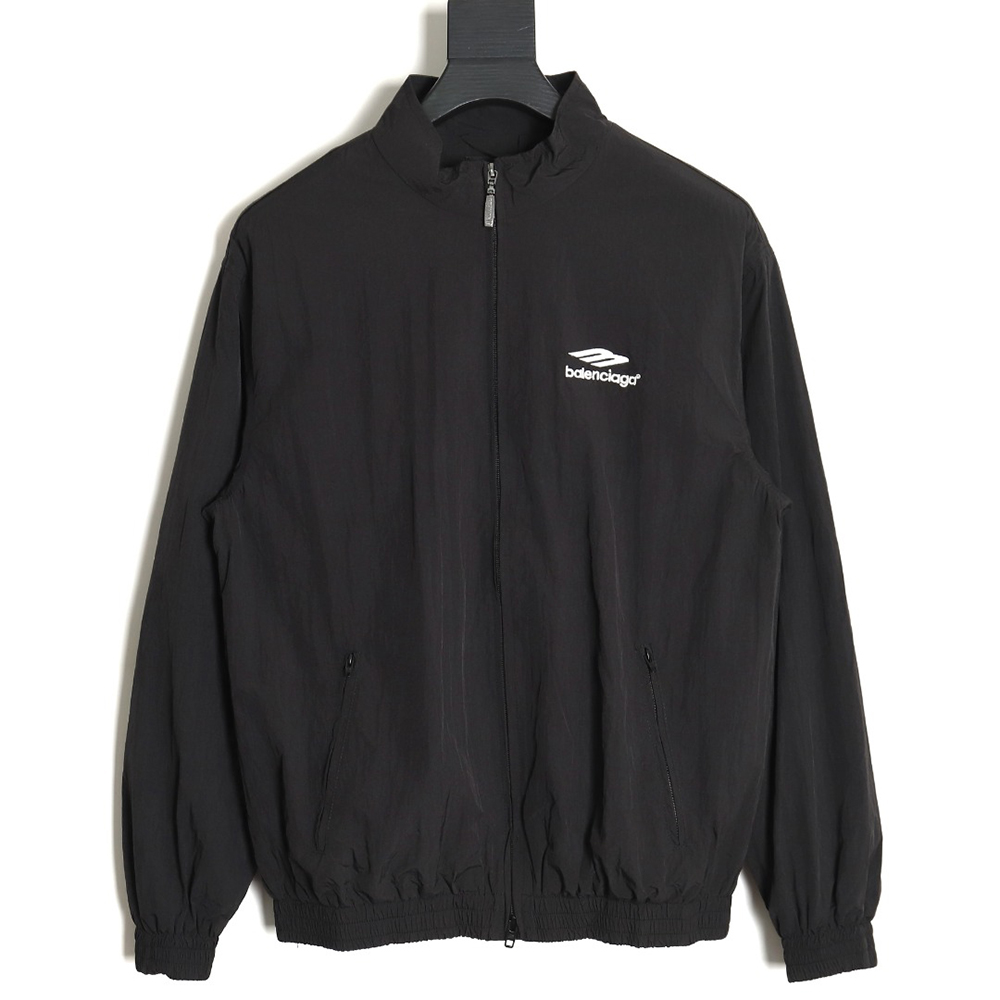 Balenciaga 24SS 3B embroidered all black sports suit jacket