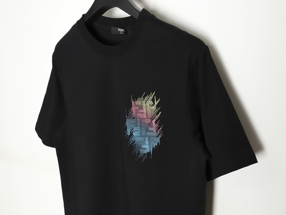 Fendi double F colorful painted line printed short sleeves