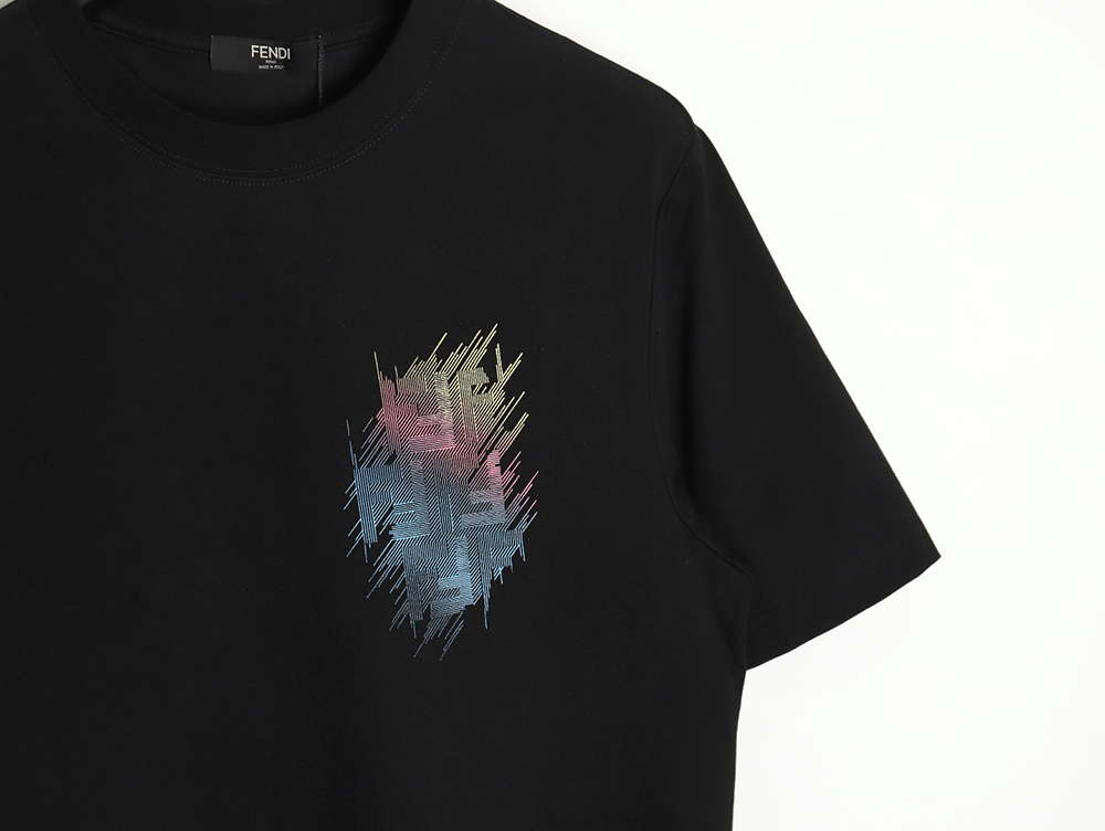 Fendi double F colorful painted line printed short sleeves