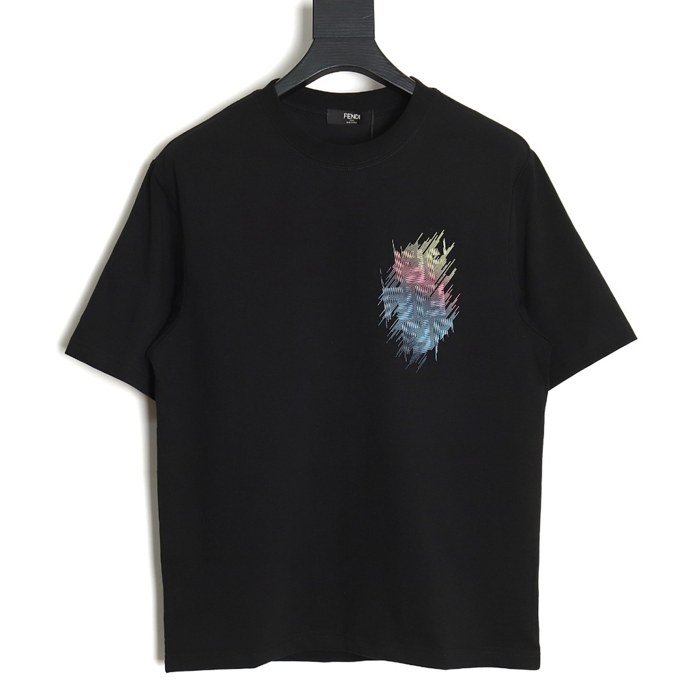 Fendi double F colorful painted line printed short sleeves