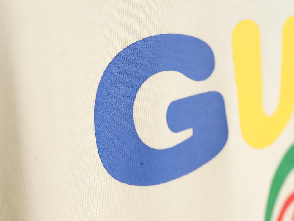 Gucci 24ss rainbow letter print short sleeves