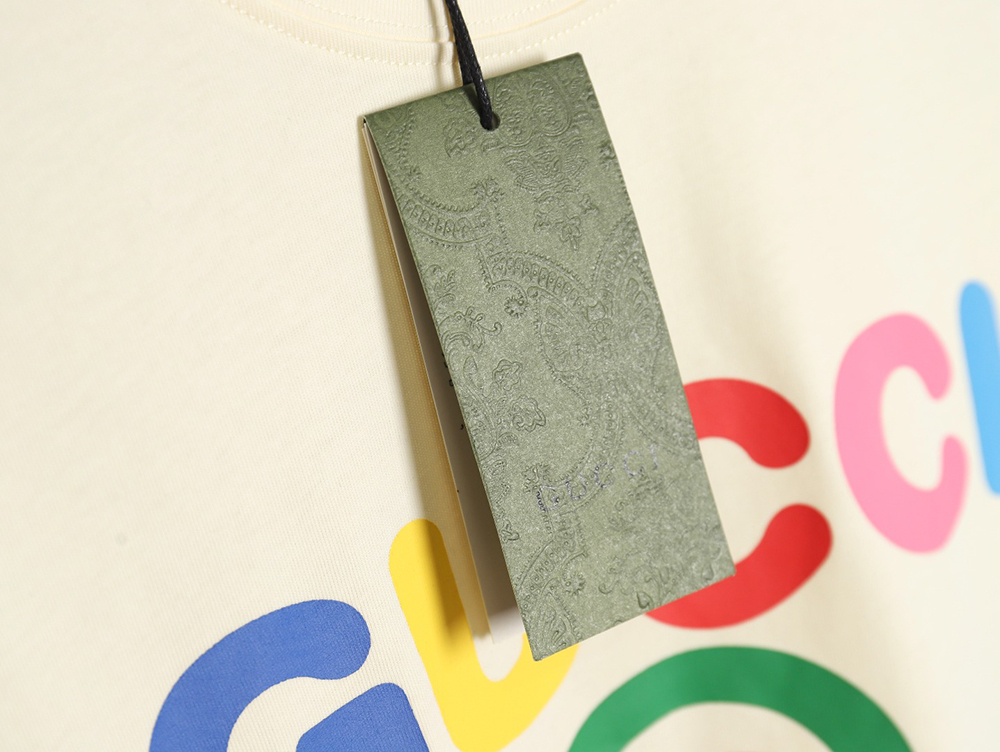 Gucci 24ss rainbow letter print short sleeves