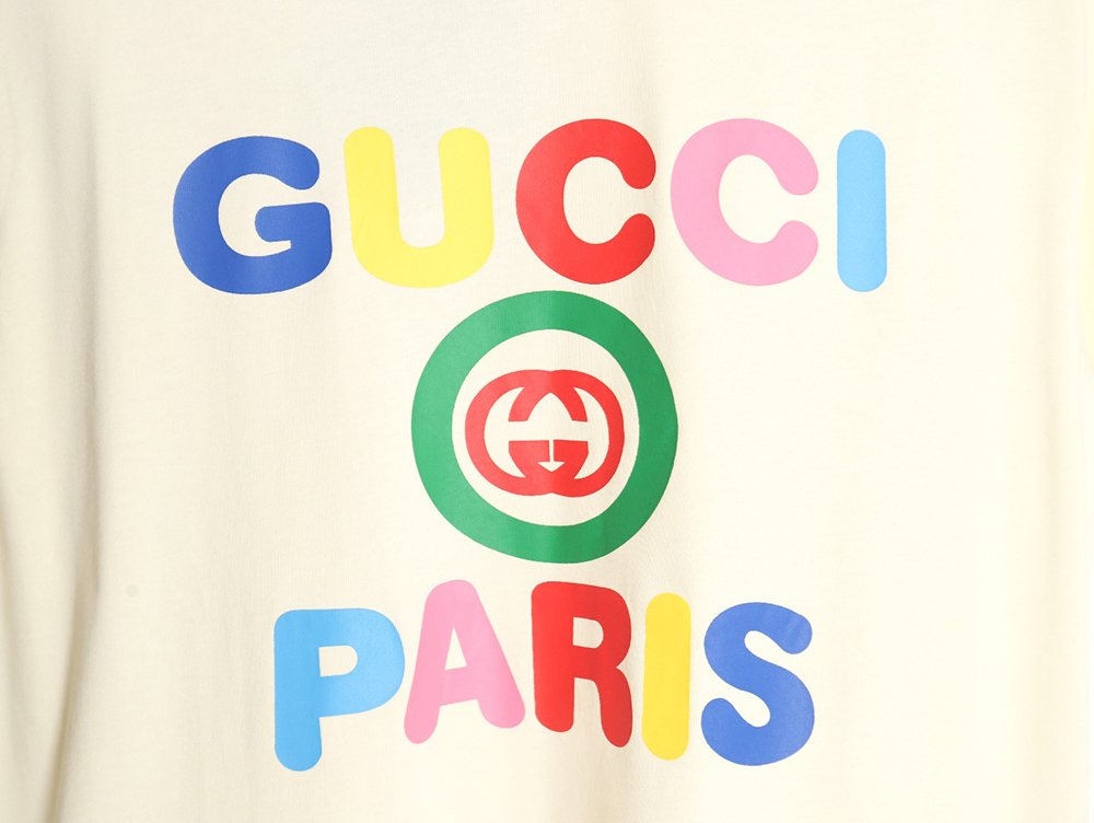 Gucci 24ss rainbow letter print short sleeves