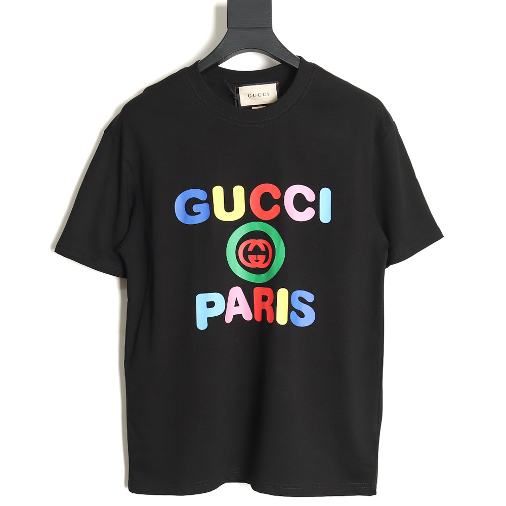 Gucci 24ss rainbow letter print short sleeves TSK1