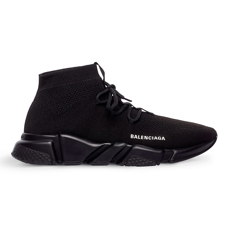 BALENCIAGA SPEED LACE-UP RECYCLED KNIT TRAINERS IN BLACK