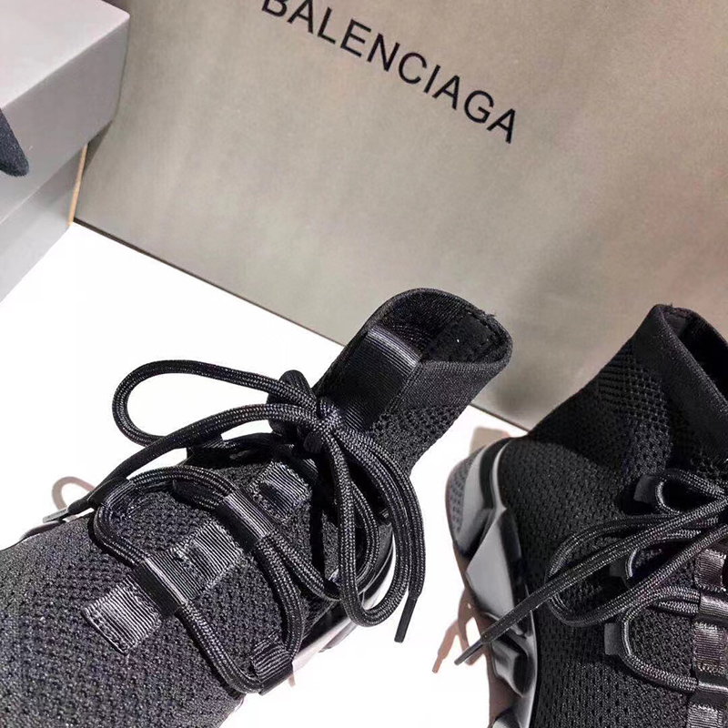BALENCIAGA SPEED LACE-UP RECYCLED KNIT TRAINERS IN BLACK
