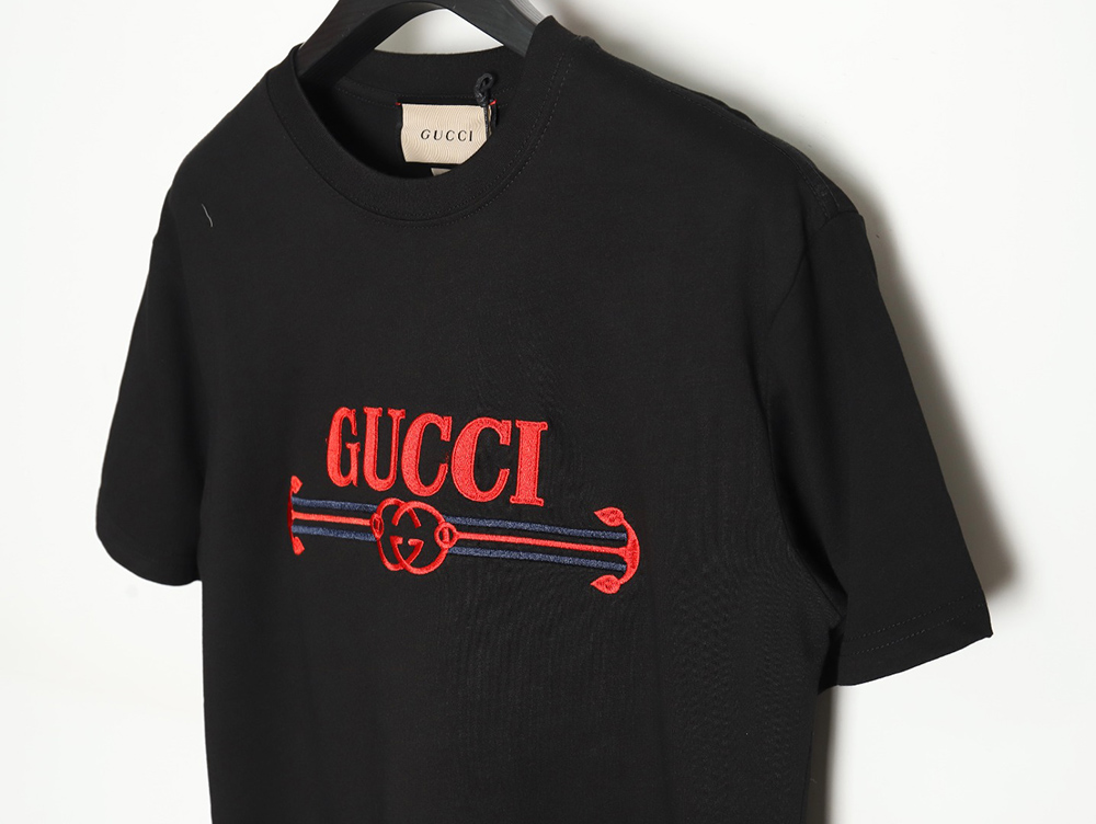 Gucci 24ss embroidered letter print short sleeves TSK1