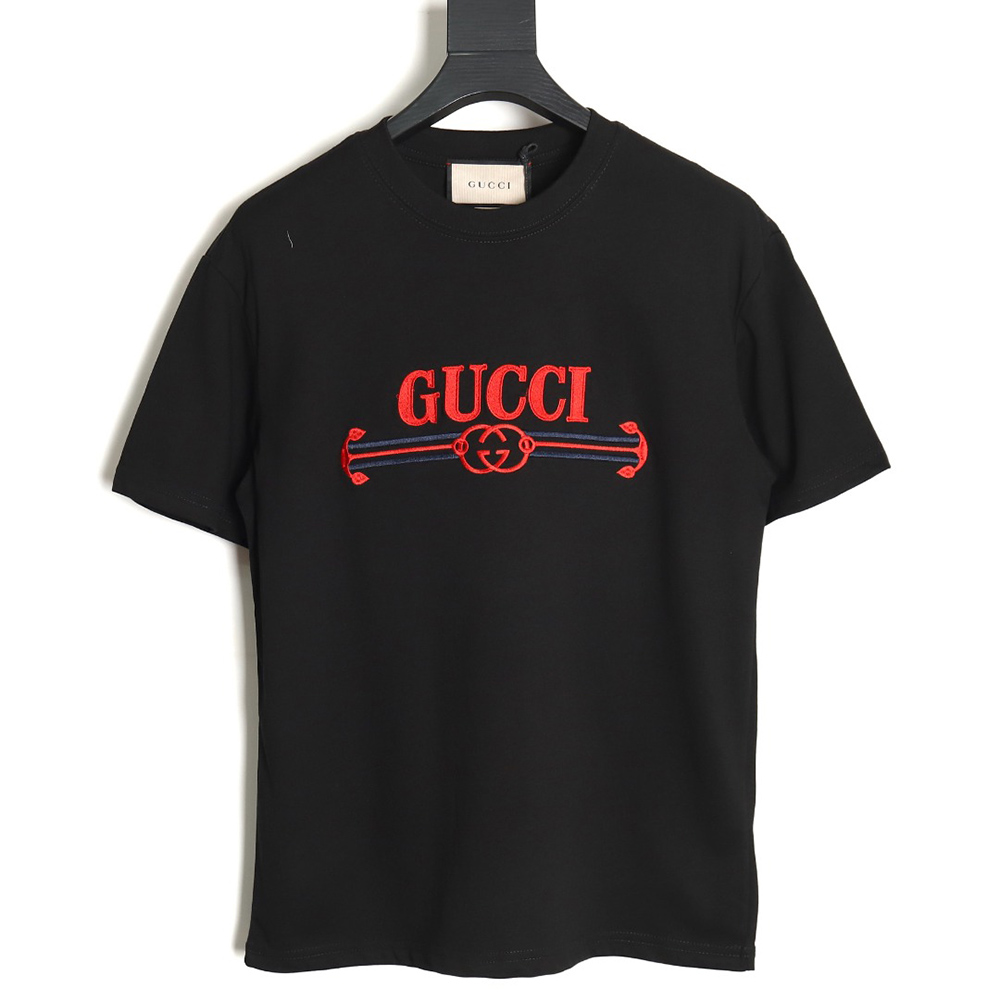 Gucci 24ss embroidered letter print short sleeves TSK1