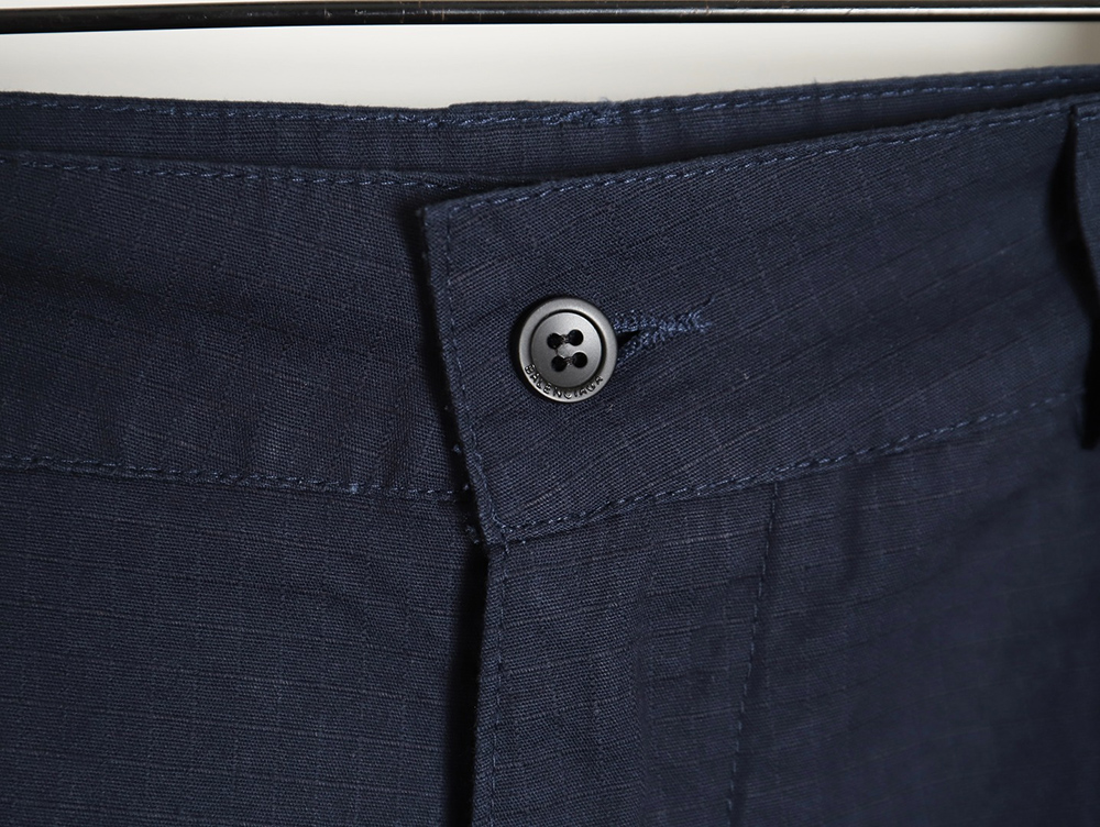 Balenciaga & Adidas embroidered three-bar navy cargo shorts