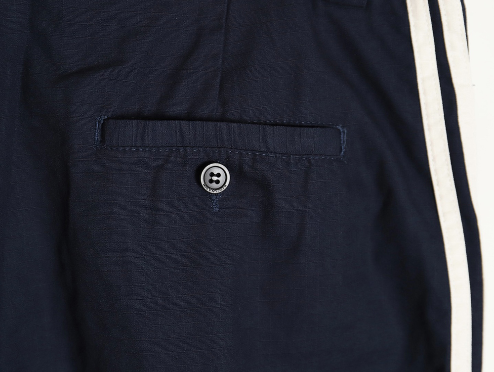 Balenciaga & Adidas embroidered three-bar navy cargo shorts
