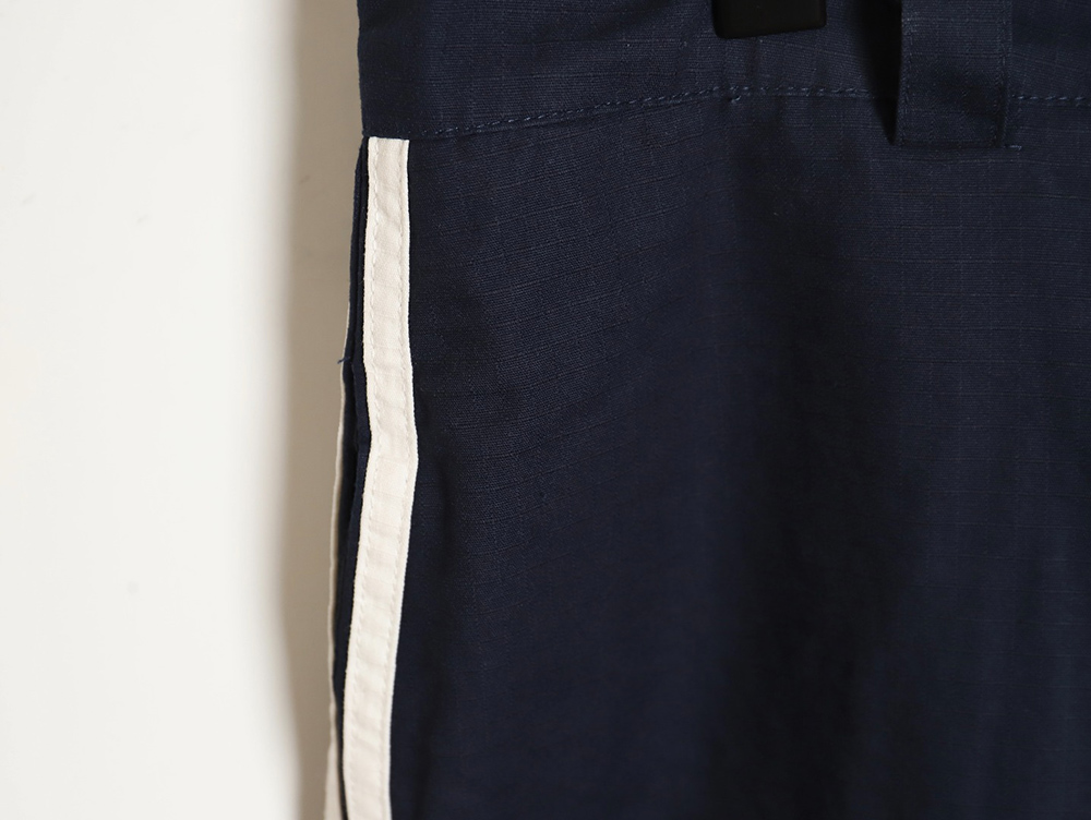 Balenciaga & Adidas embroidered three-bar navy cargo shorts