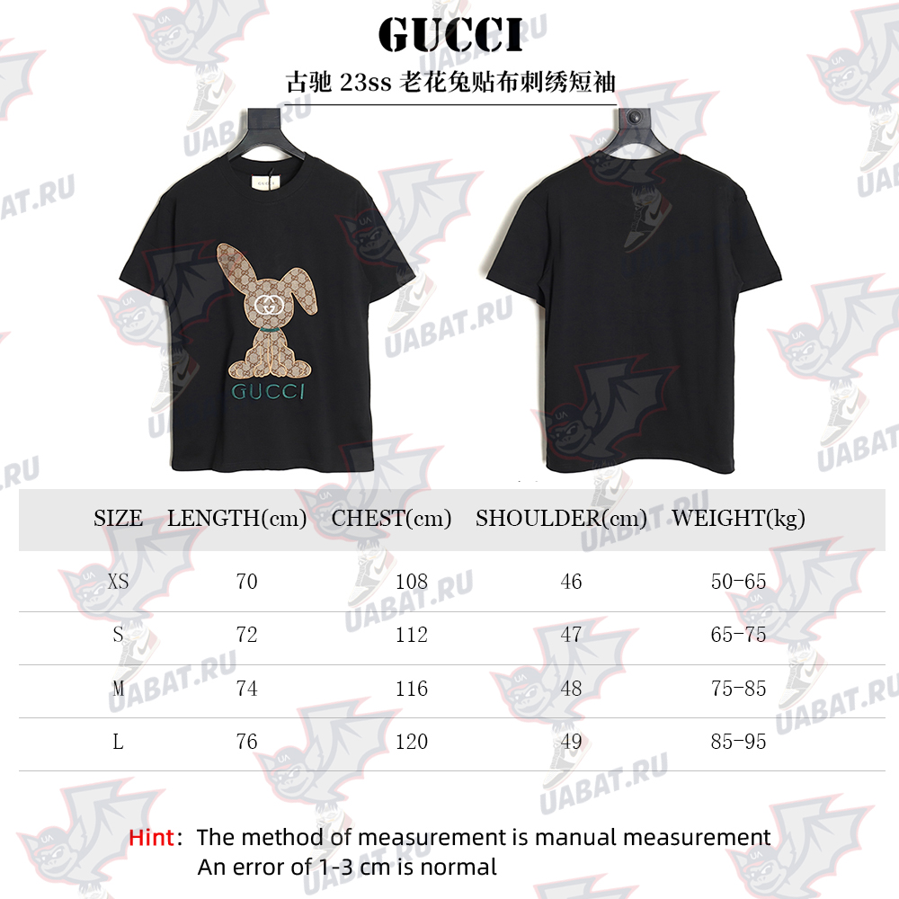 Gucci 23ss presbyopia rabbit patch embroidered short sleeves