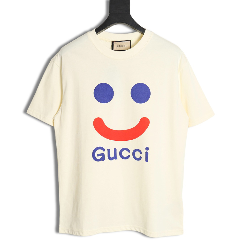 Gucci smiley print crew neck short sleeves