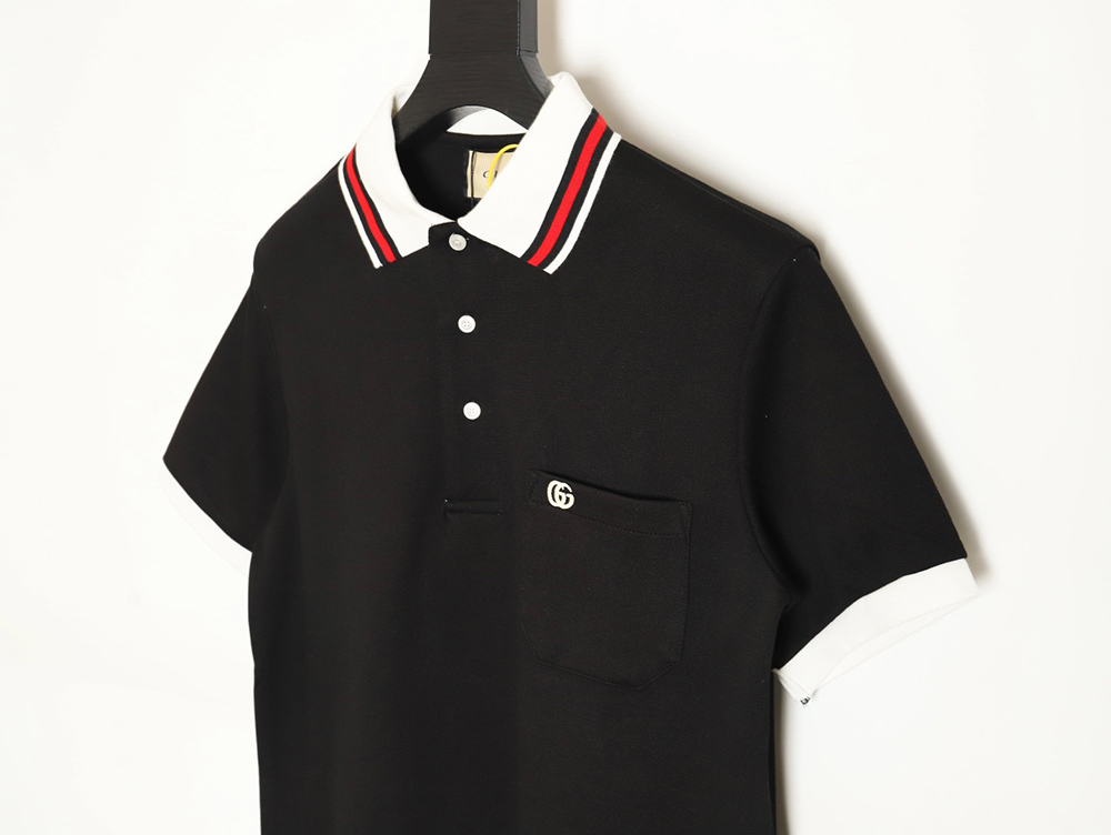 Gucci 24SS chest pocket small logo embroidered POLO shirt