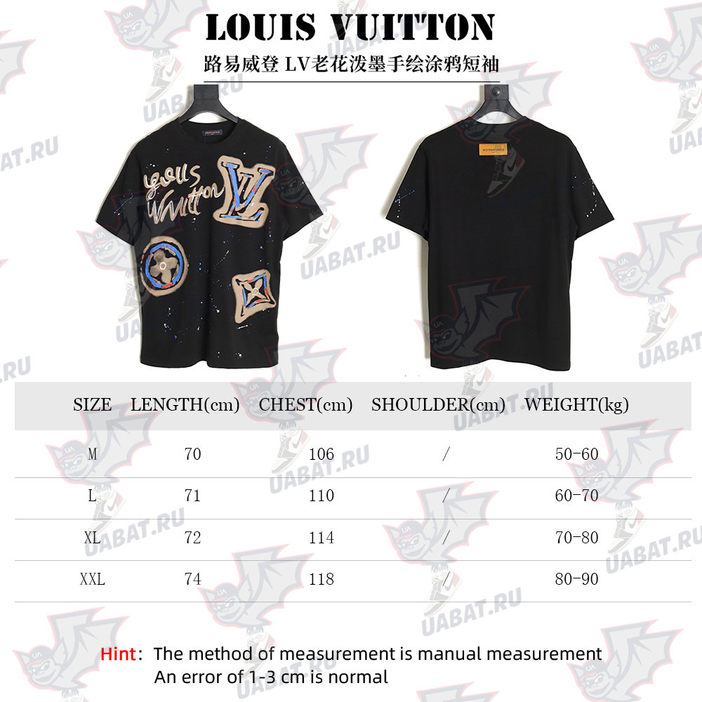 Louis Vuitton presbyopia hand-painted graffiti short sleeves