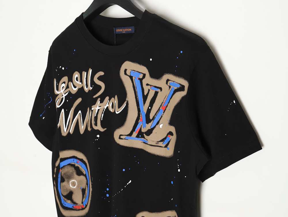 Louis Vuitton presbyopia hand-painted graffiti short sleeves