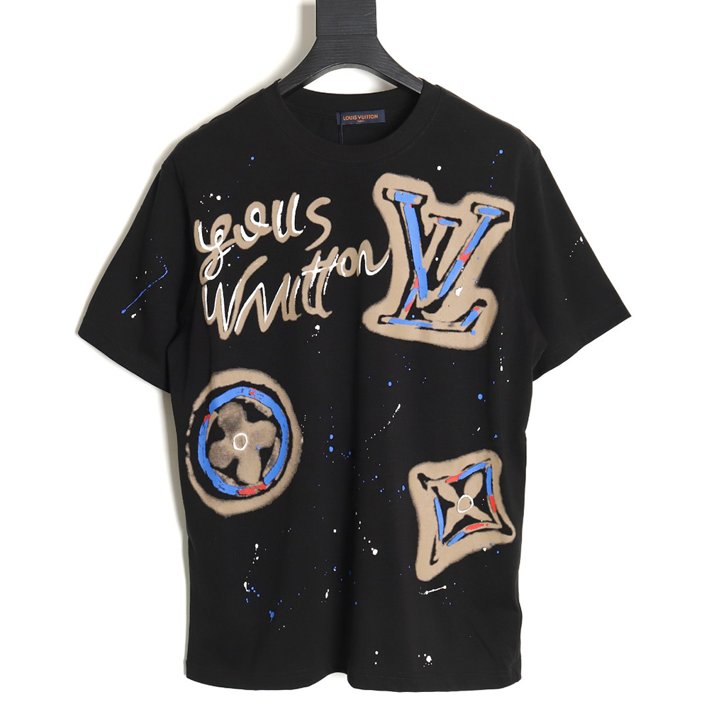 Louis Vuitton presbyopia hand-painted graffiti short sleeves