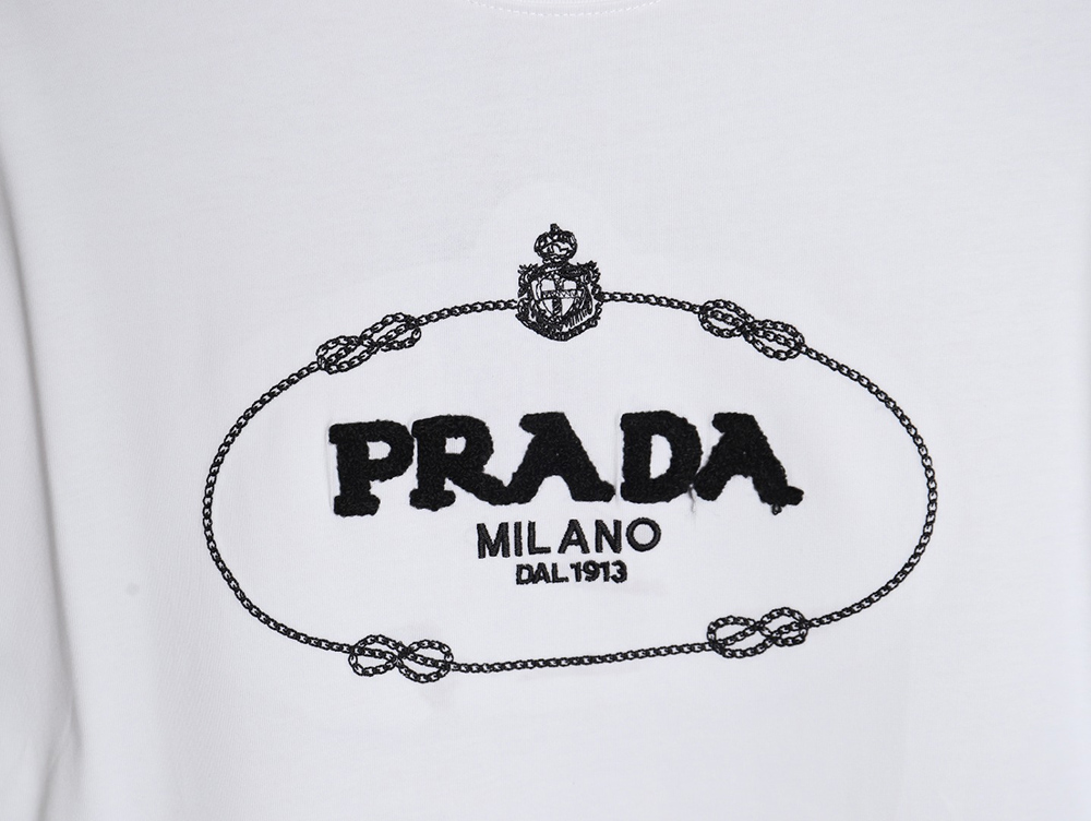 Prada 24ss toothbrush embroidered letter logo short sleeves