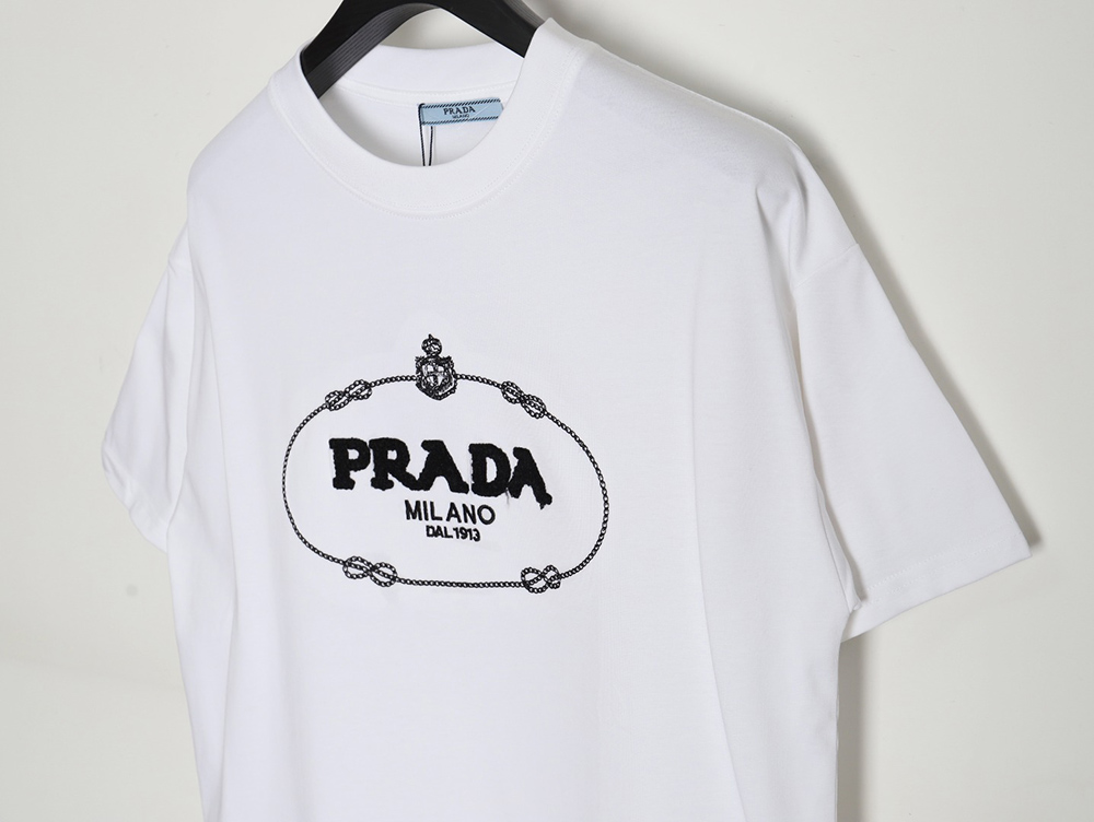 Prada 24ss toothbrush embroidered letter logo short sleeves
