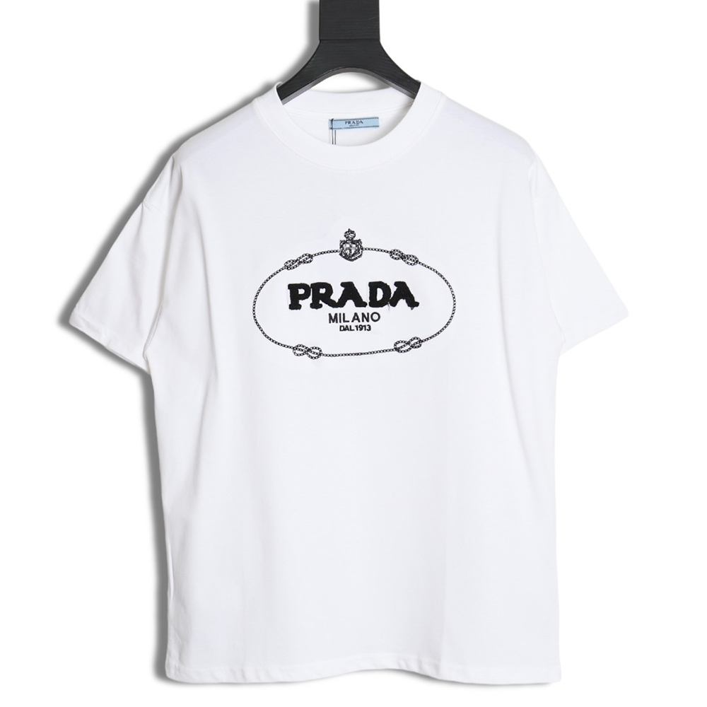 Prada 24ss toothbrush embroidered letter logo short sleeves
