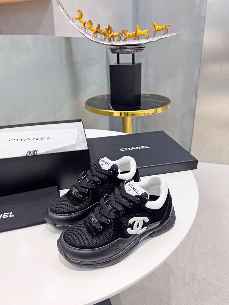 Chanel CC Low-Top Sneakers Black & White