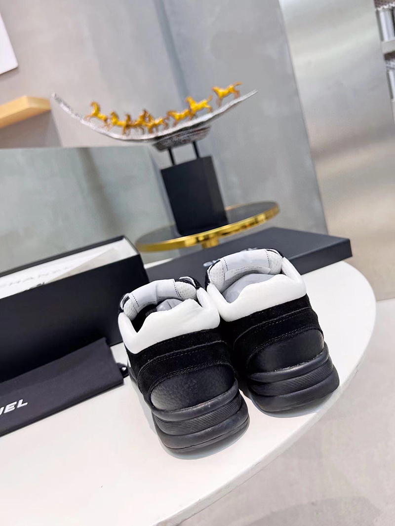 Chanel CC Low-Top Sneakers Black & White