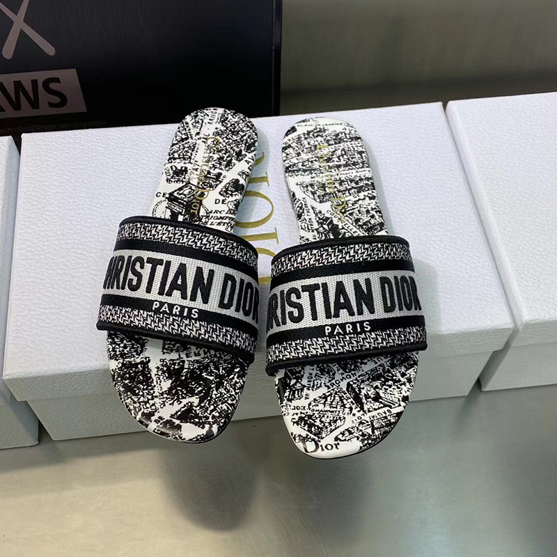 Christian Dior Dway Slide White and Black