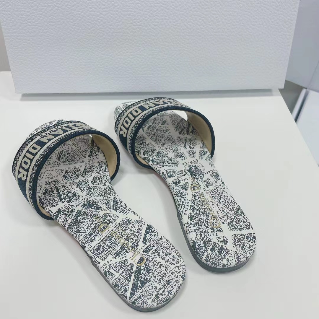 Christian Dior Dway Slide White and Navy Blue