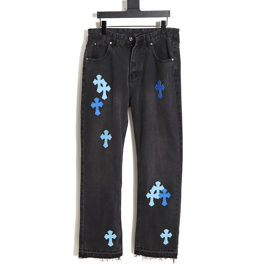 Chrome Hearts Classic Leather Label Cross Denim Trousers