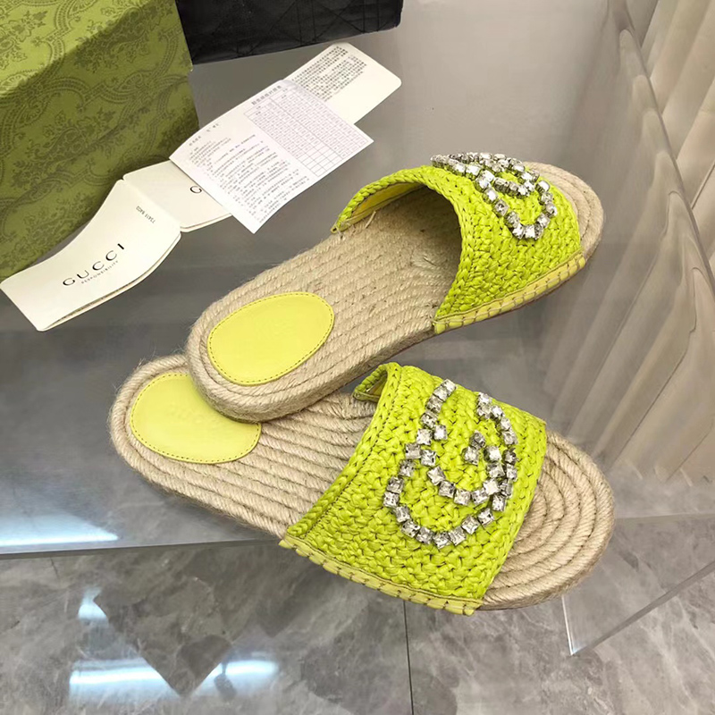 Gucci Cora crystal-embellished raffia espadrille sandals