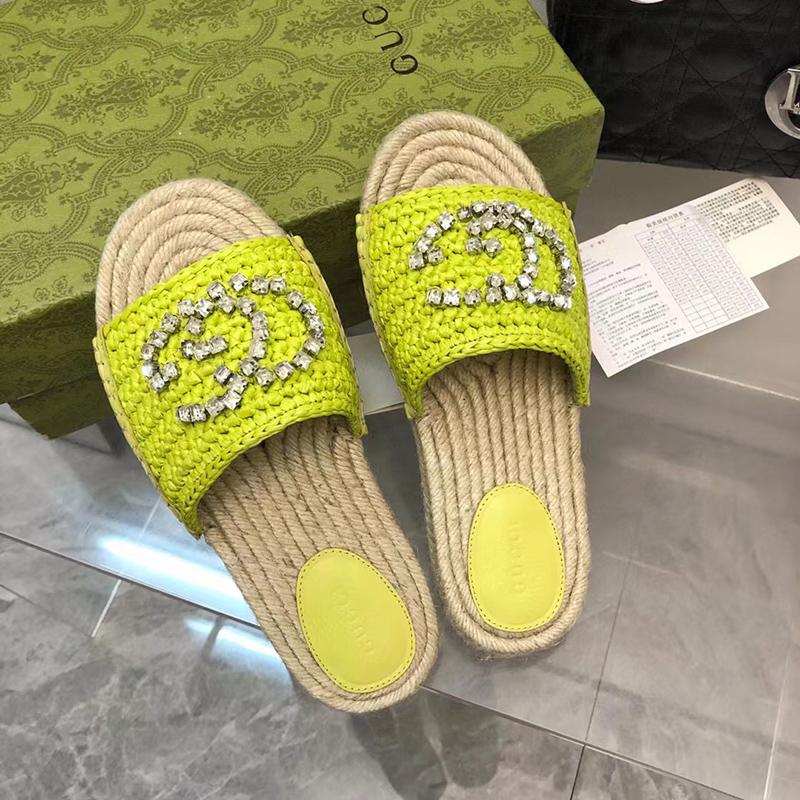Gucci Cora crystal-embellished raffia espadrille sandals