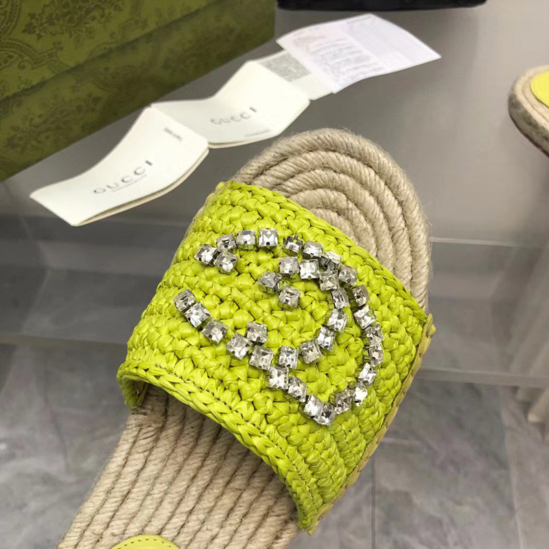 Gucci Cora crystal-embellished raffia espadrille sandals