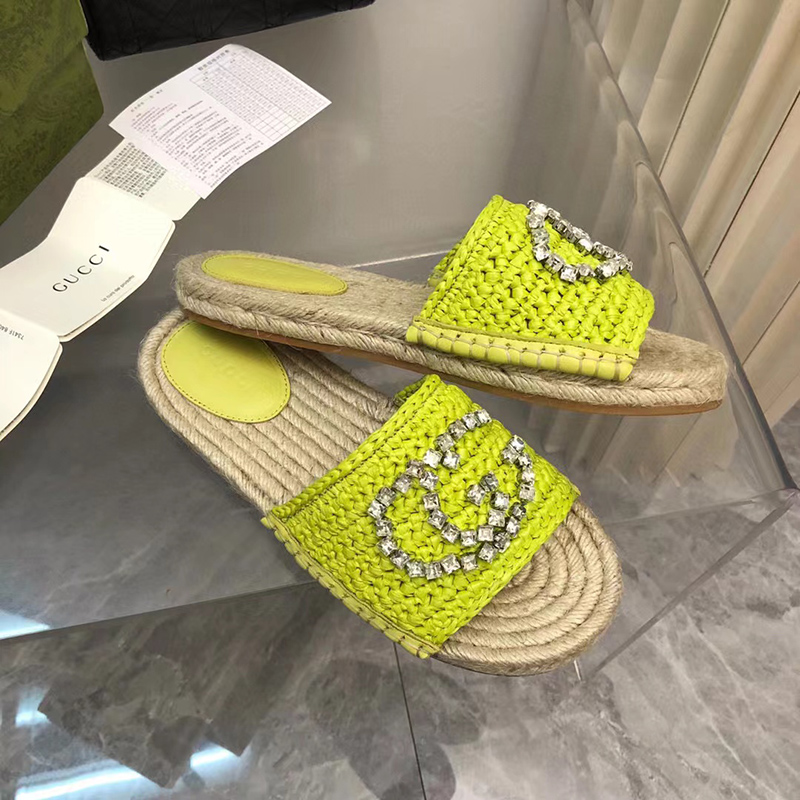 Gucci Cora crystal-embellished raffia espadrille sandals