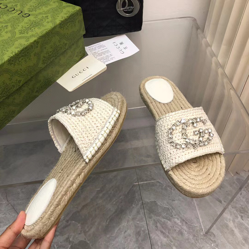 Gucci Cora crystal-embellished raffia espadrille sandals