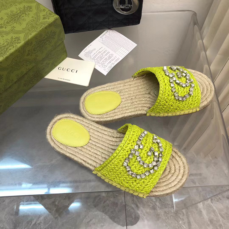 Gucci Cora crystal-embellished raffia espadrille sandals