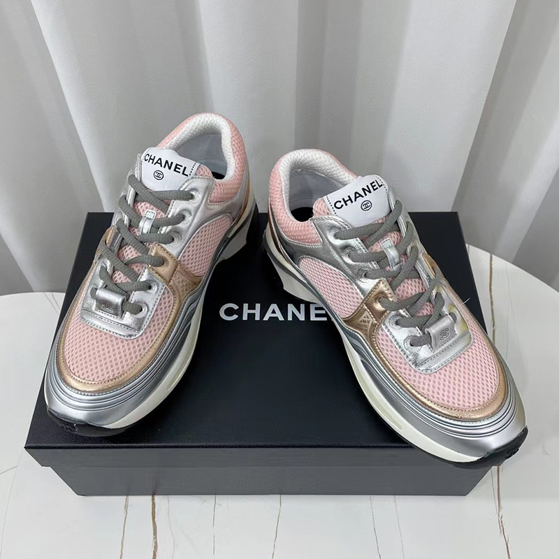 Chanel Sneakers Pink Silver