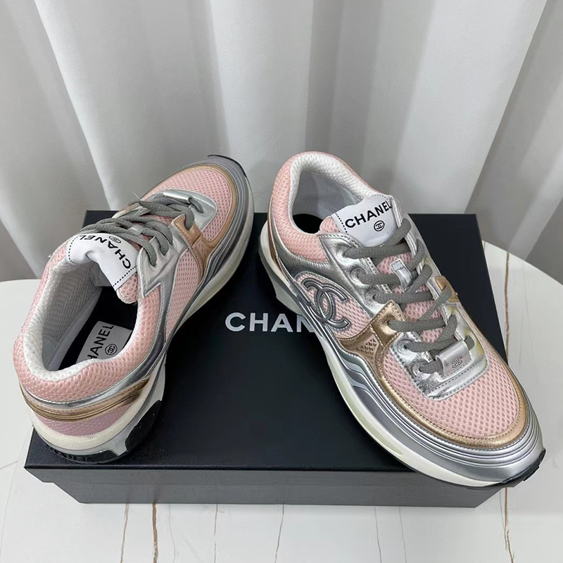 Chanel Sneakers Pink Silver