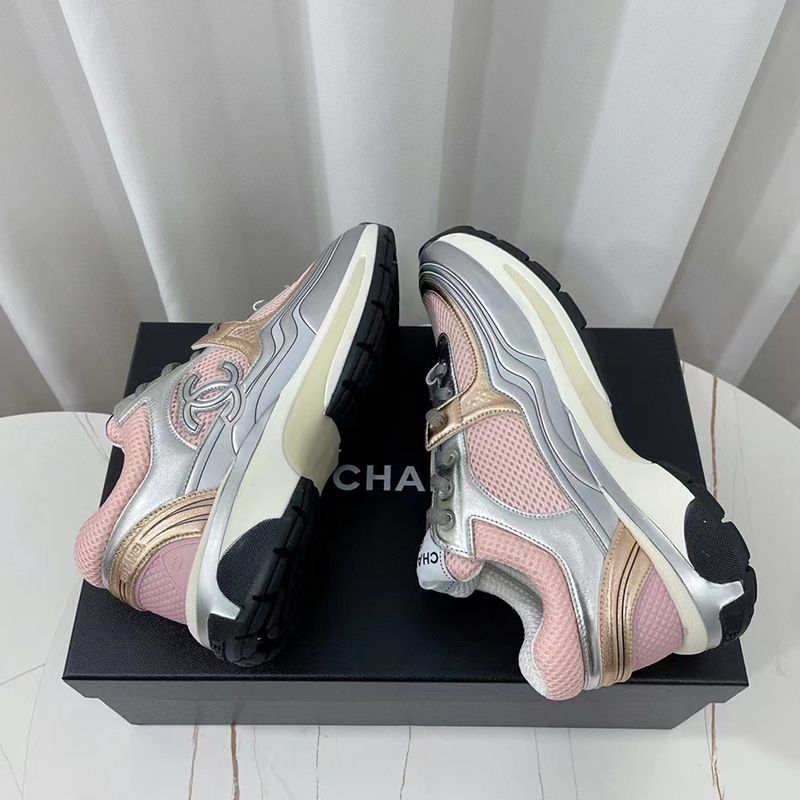 Chanel Sneakers Pink Silver