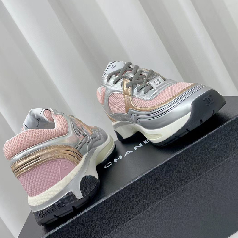 Chanel Sneakers Pink Silver