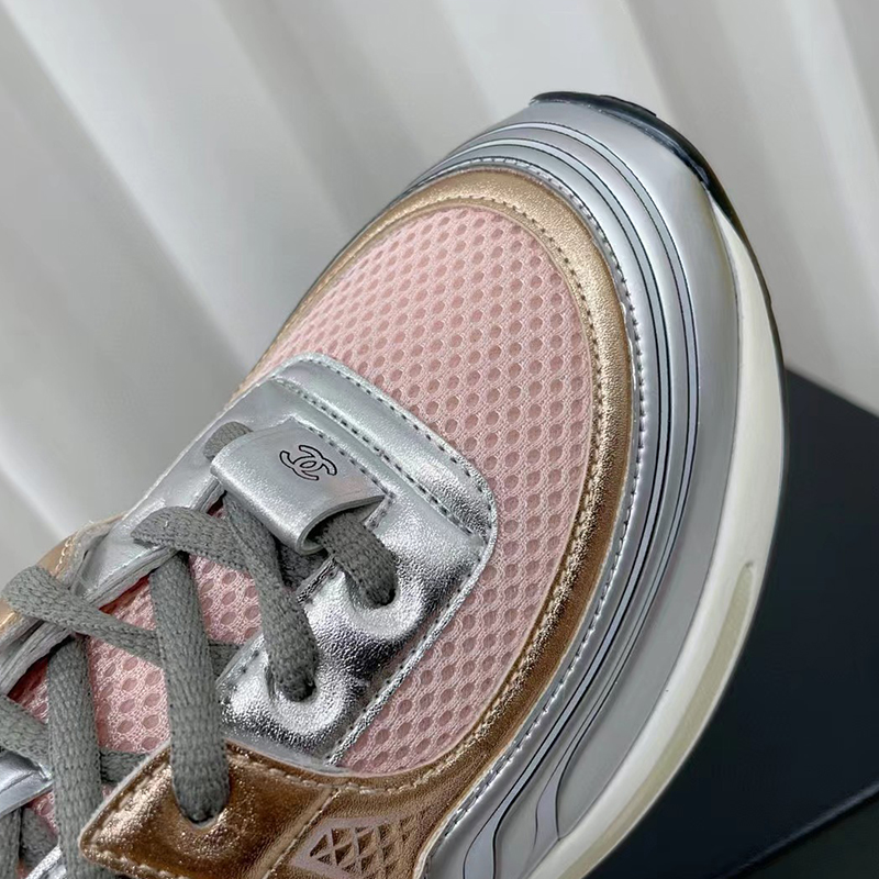 Chanel Sneakers Pink Silver