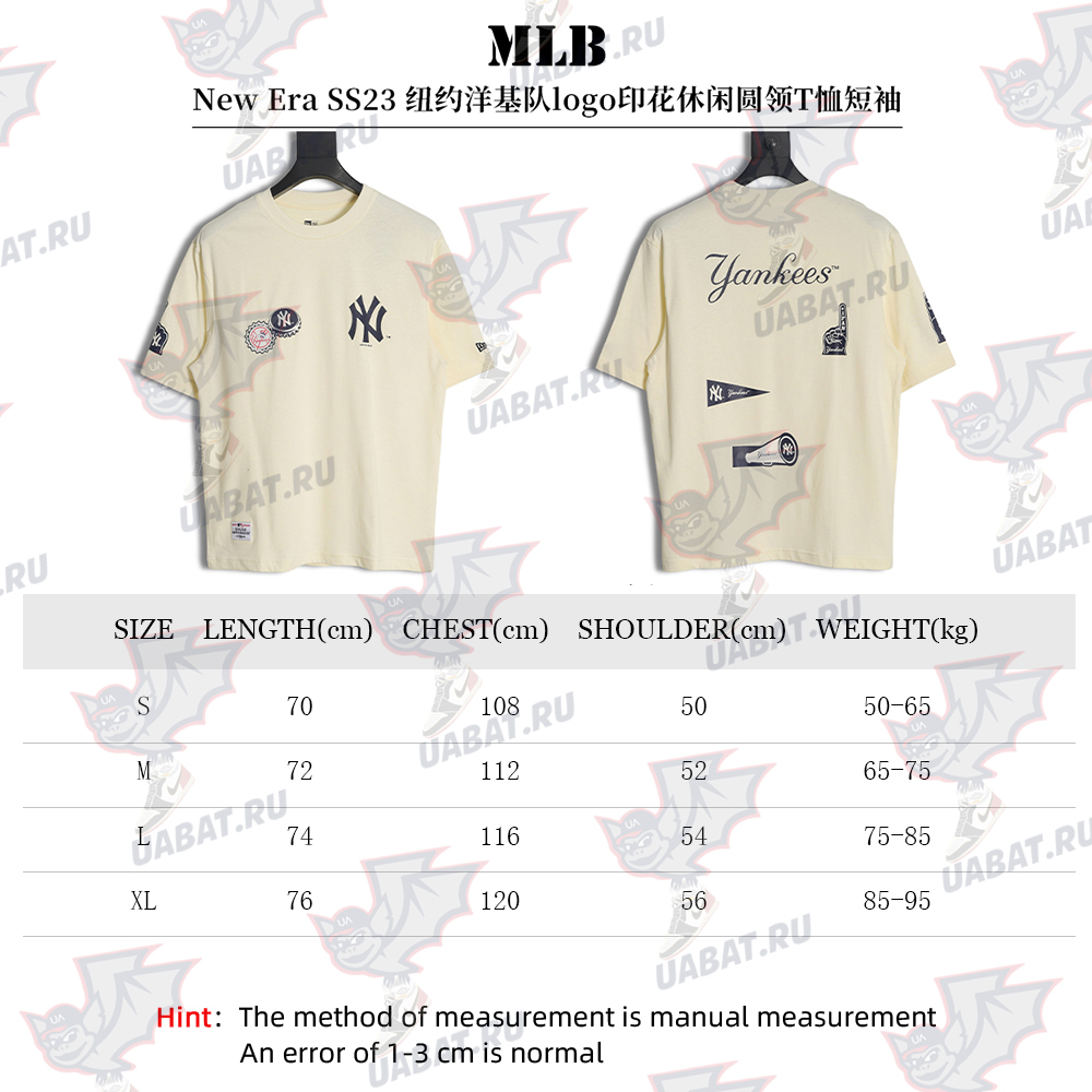MLB New Era SS23 New York Yankees logo printed casual round neck T-shirt
