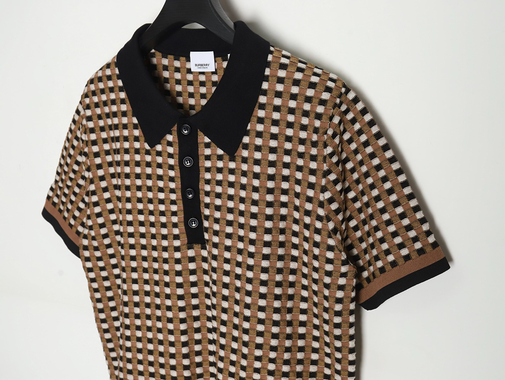 Burberry BBR24FW small plaid knitted short-sleeved POLO shirt