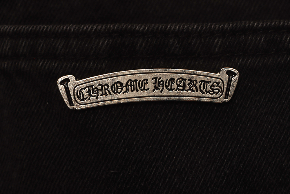 Chrome Hearts patchwork leather cross denim trousers