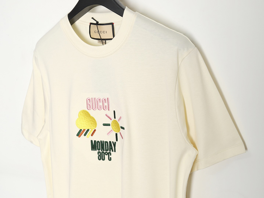 Gucci weather element embroidered round neck short sleeves